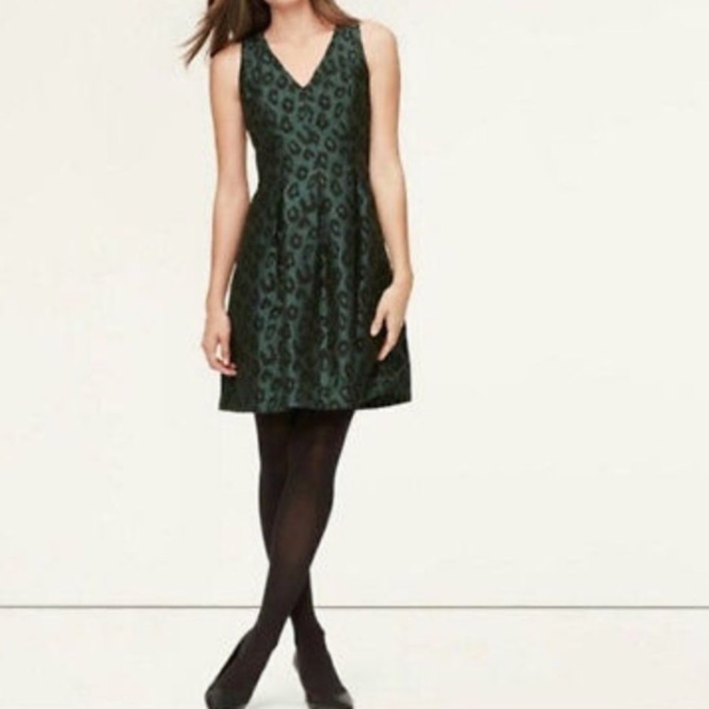 LOFT leopard print fit and flare cocktail dress